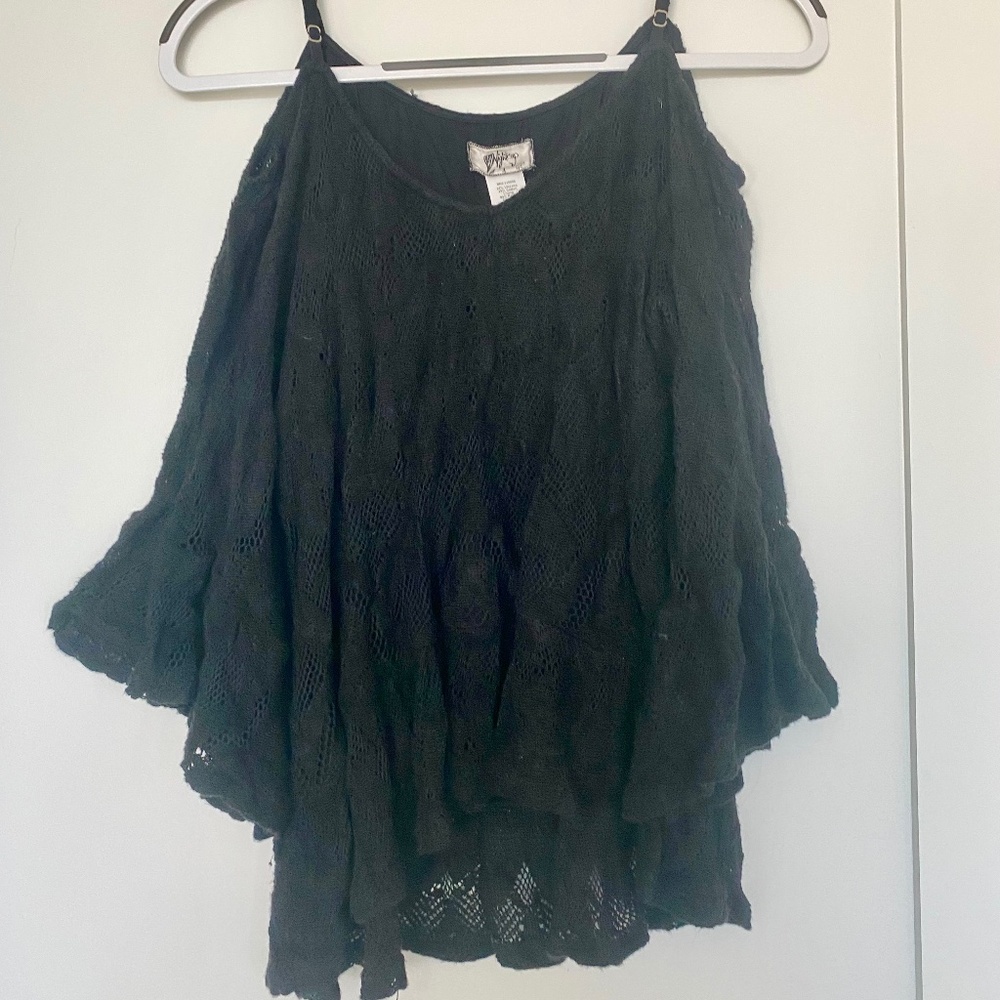 NightCap Black Knit Open Shoulder Top